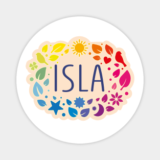 Isla name with colorful leaves Magnet